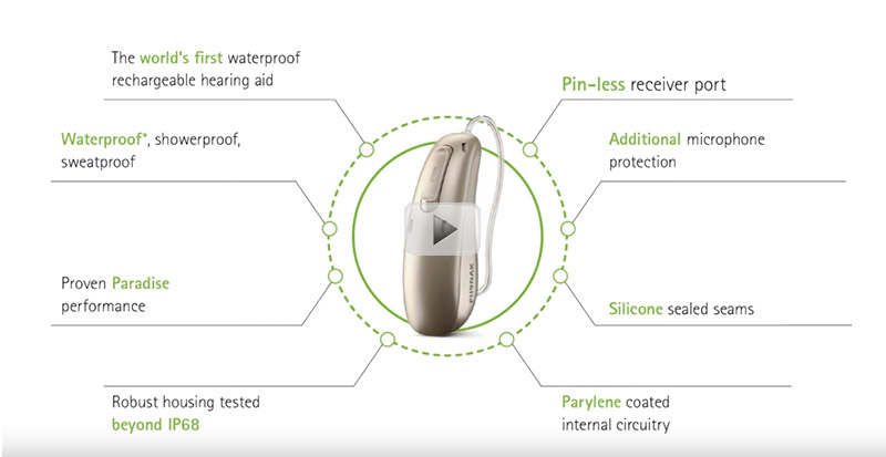 Video about Phonak Life Waterproof Hearing Aid